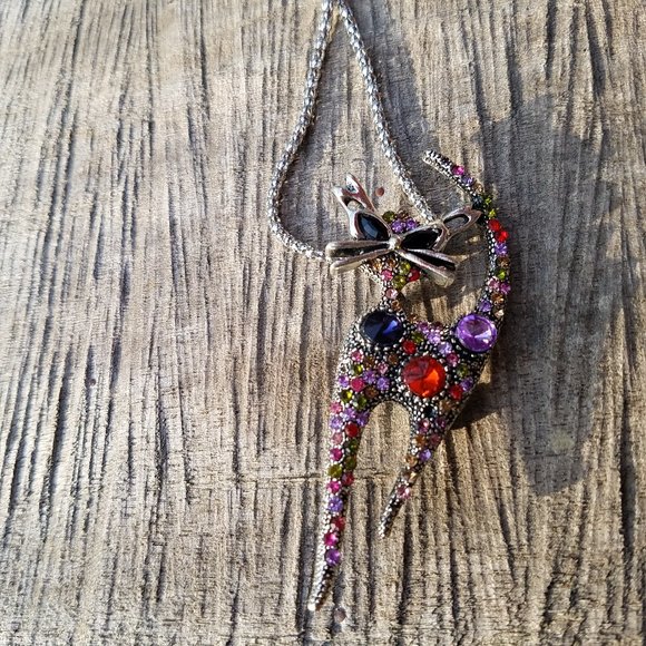Whimsical Colorful Kitty Cat Necklace / brooch - NWOT - Picture 6 of 7